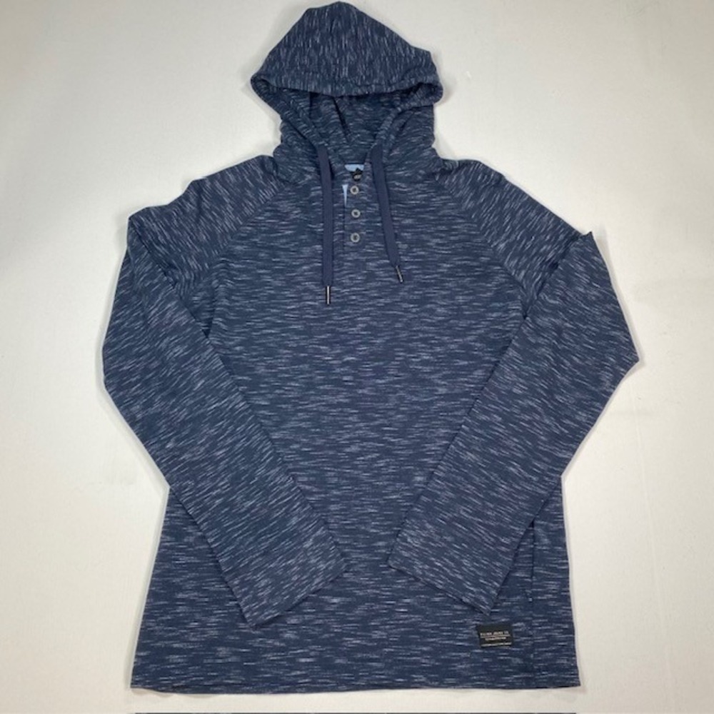 Silver Jeans Co Mens Triple 5 Henley Hoodie Navy Space Dye SMF21 5495 Size M NEW